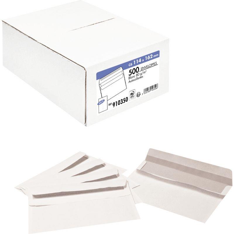 Image de  Boite de 500 enveloppes blanches 114x162mm 80g autocollante 