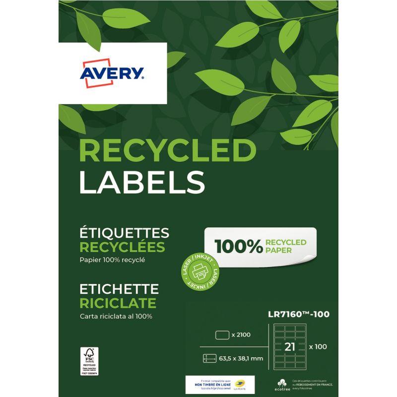 Image de  Boîte de 2100 étiquettes recyclées 63,5 x 38,1mm 