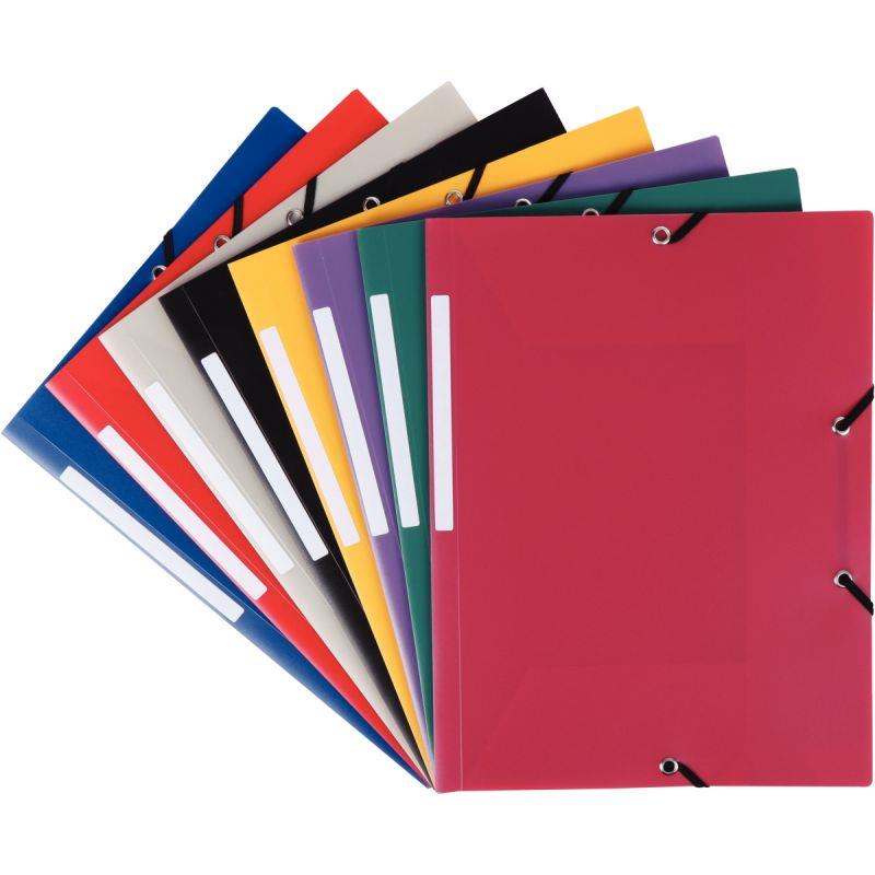 Image de  Carton de 50 chemises 3 rabats à élastiques en polypropylène opaque 4/10ème, coloris assortis 