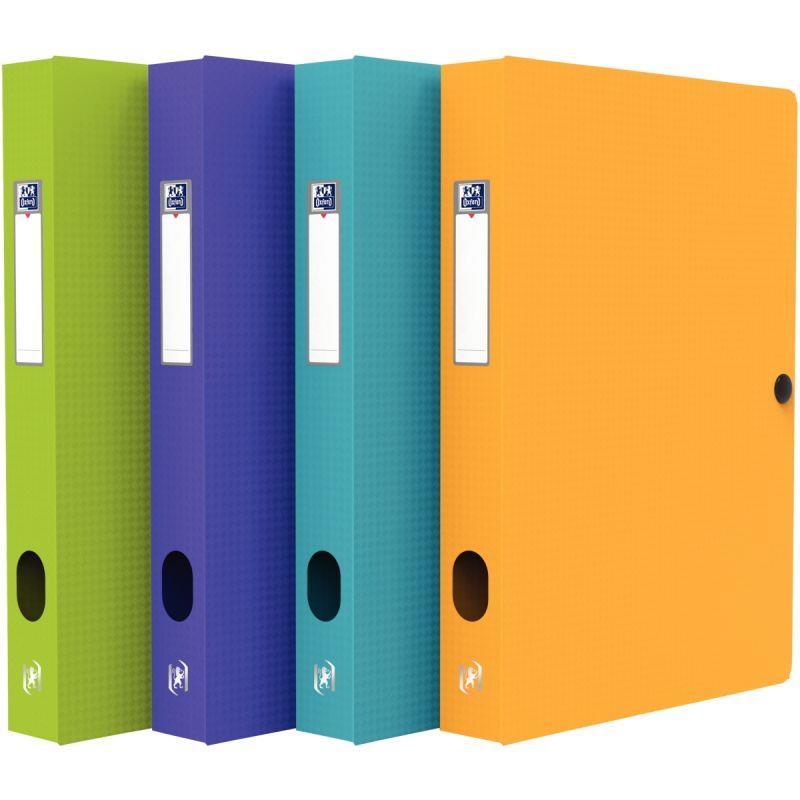 Image de  Carton de 12 boîtes de classement en polypropylène MEMPHIS dos 4 cm, coloris mode assortis 