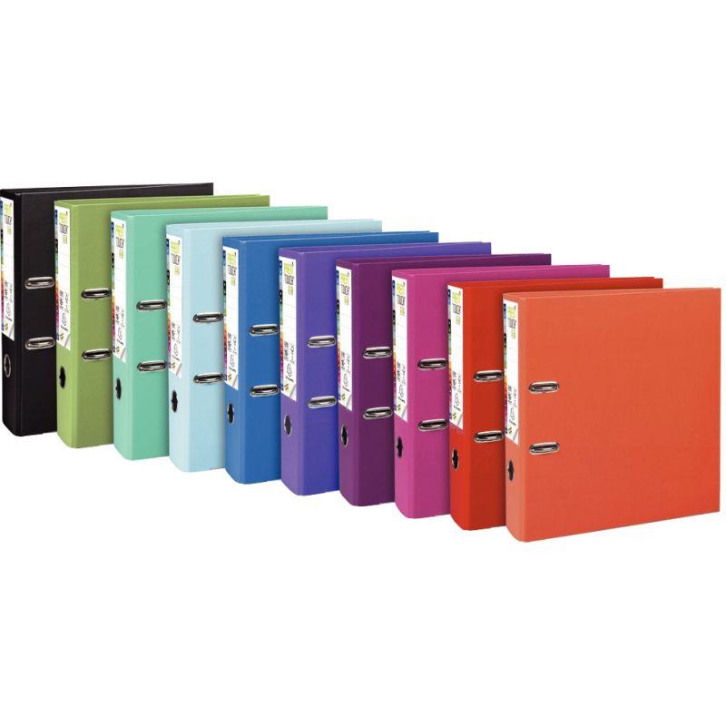 Image de  Carton de 10 classeurs à levier PREM''TOUCH format A4+, dos 8 cm, couleurs pastel assorties 