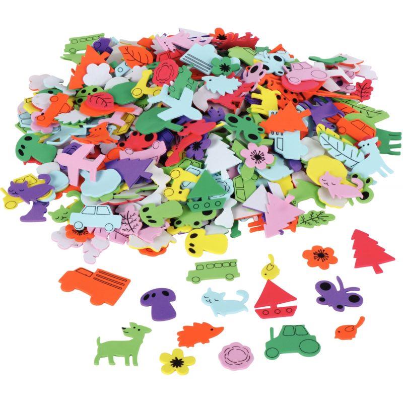 Image de  Paquet de 400 gommettes en mousse de caoutchouc adhésives couleurs et formes assorties 