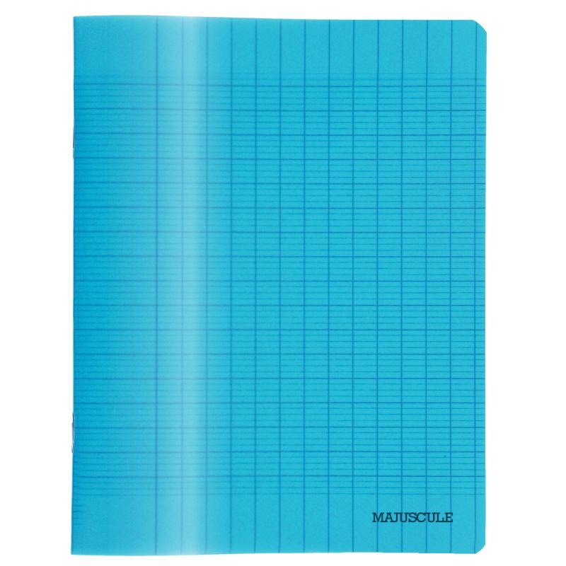 Image de  Cahier d''apprentissage MAJUSCULE 17x22 cm, piqûre 32 pages, seyès 2,5mm, couverture PP bleu 