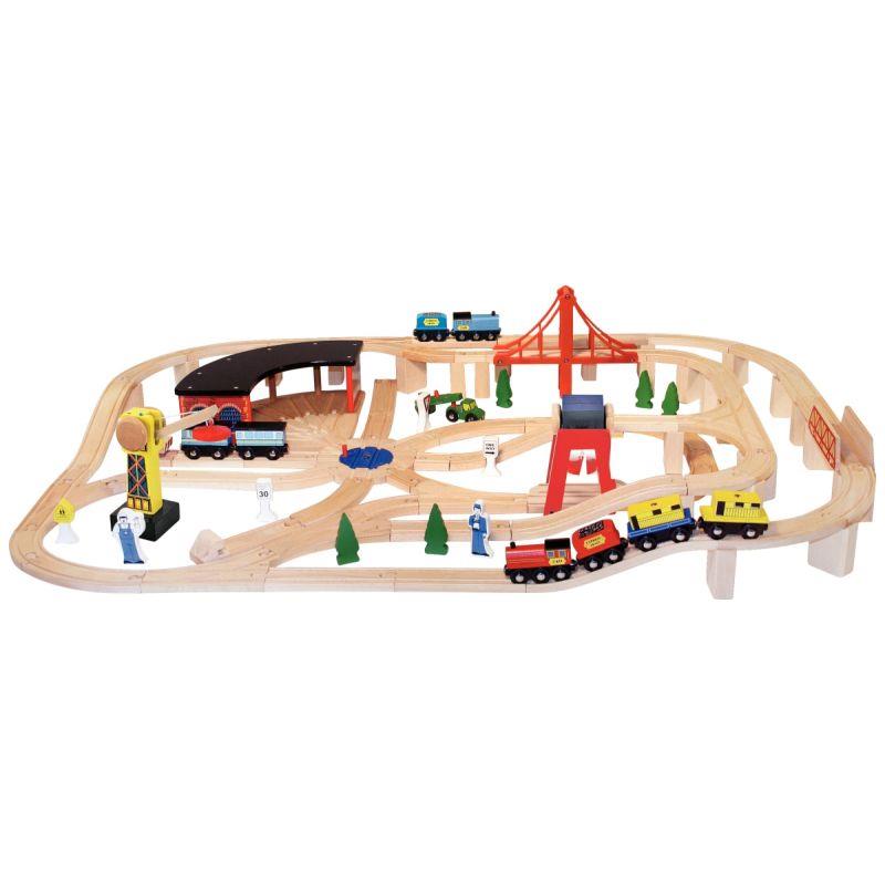 Image de  Circuit de train en bois, 132 pièces 