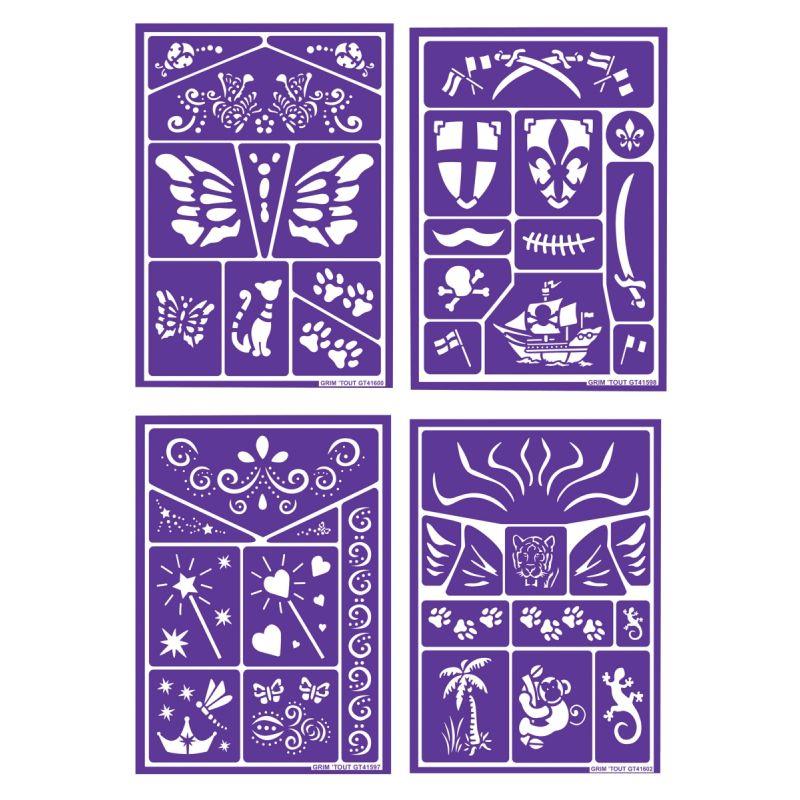 Image de  Lot de 4 planches de pochoirs de maquillage assorties 