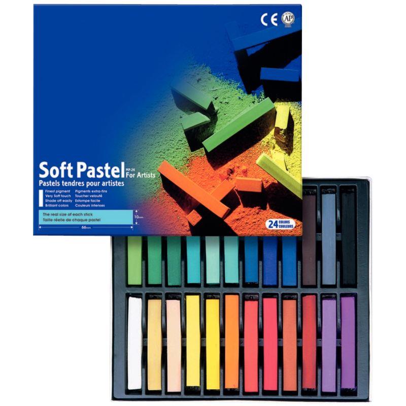 Image de  Boîte de 24 pastels sec carré assorties 