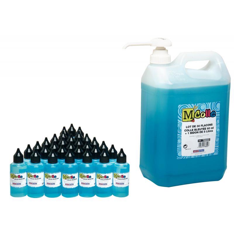 Image de  Lot de 30 flacons de colle 60ml bleutée MColle 