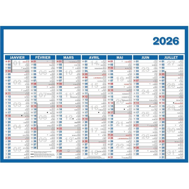 Image de  Calendrier semestriel 7 mois par face 40x55cm souple 