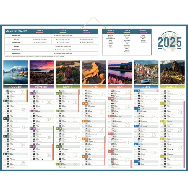 Image de  Calendrier semestriel 7 mois par face Planète 43x55cm 