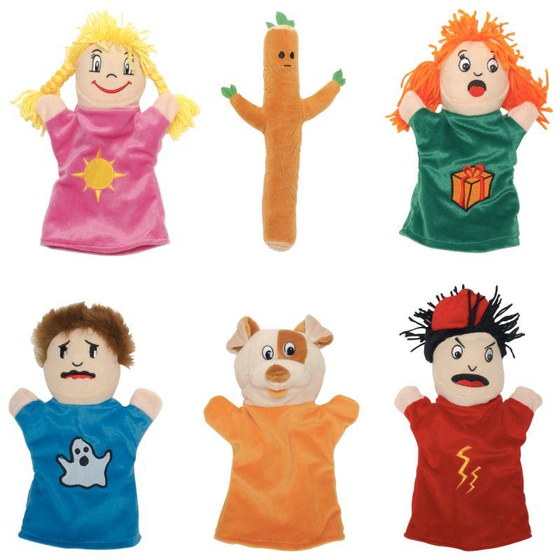 Image de  Valisette de 6 marionnettes, les émotions 