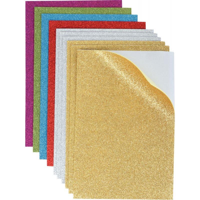 Image de  Sachet de 10 feuilles en mousse de caoutchouc pailletées adhésives format 20 X 30cm coloris assortis 
