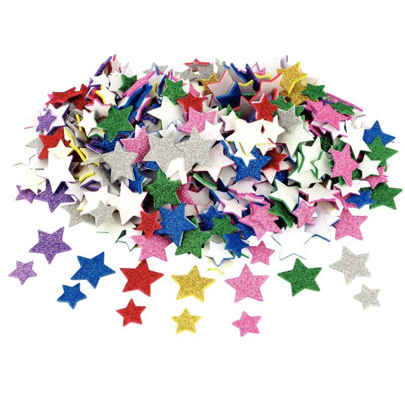 Image de  Lot de 500 étoiles pailletées en mousse de caoutchouc adhésives 