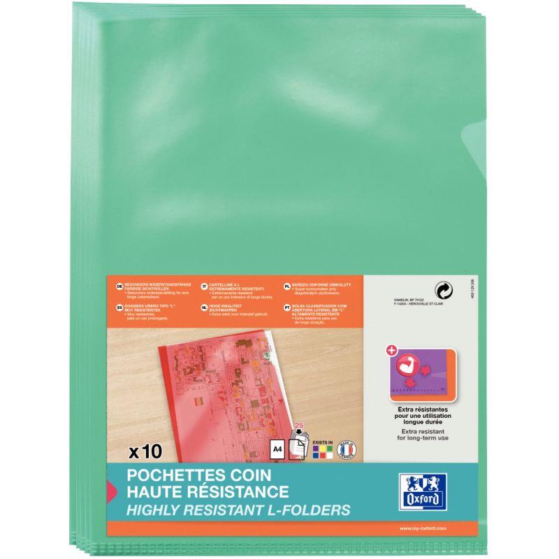 Image de  Paquet de 10 pochettes coin en PVC lisse 15/100ème, vert 