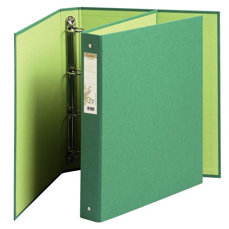 Image de  Classeur 4 anneaux rembordé papier recyclé FOREVER, format A4, dos 4 cm, vert 