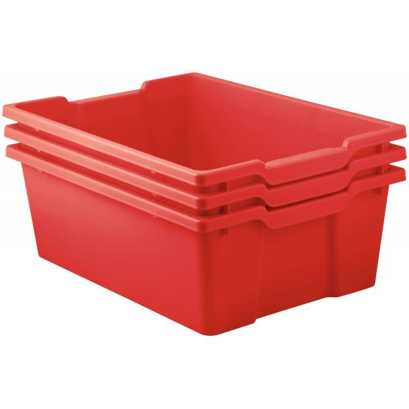 Image de  Lot 3 bacs en plastique grands modèles rouge 