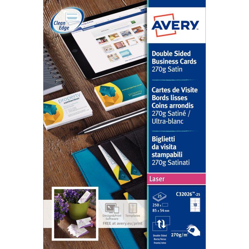 Image de  Paquet de 250 cartes de visite blanches 85x54mm laser 270g 