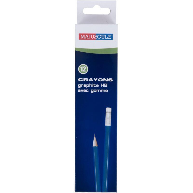 Image de  Boîte de 12 crayons graphite HB bout gomme Majuscule 