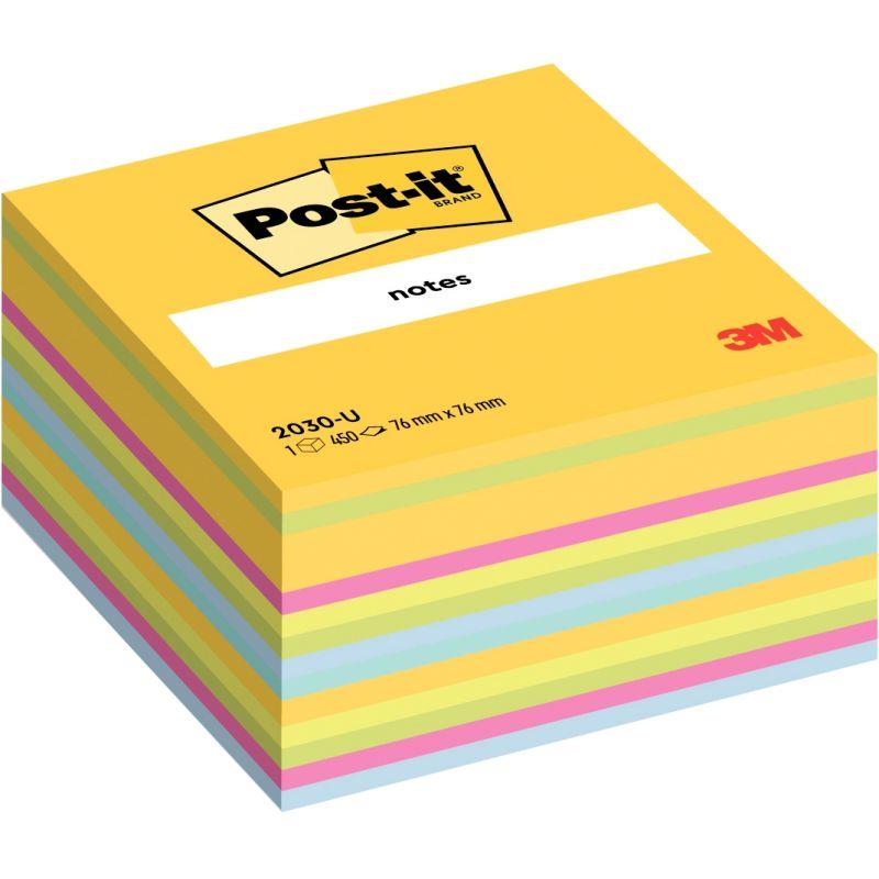 Image de  Cube de 450 feuilles de notes post-it repositionnables 76 x 76 mm couleurs assorties 