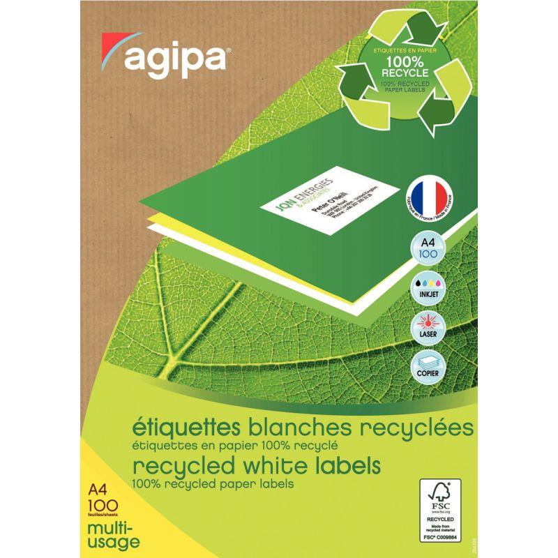 Image de  Boîte de 100 étiquettes multi-usages blanches recyclées 210x297mm 