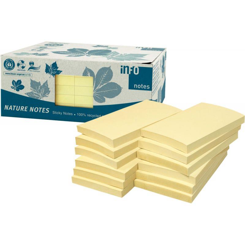 Image de  Paquet de 12 blocs de notes repositionnables de 100 feuilles recyclées 75 x 125 mm coloris jaune 