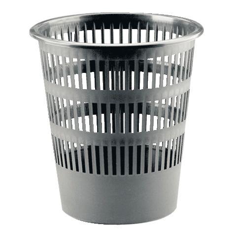 Image de  Corbeille à papier en plastique recyclé ajourée 16L grise 