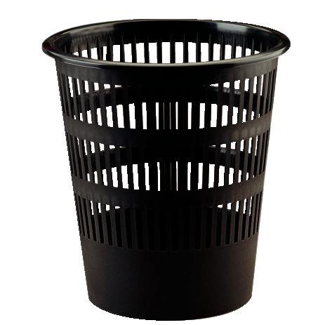 Image de  Corbeille à papier en plastique recyclé ajourée 16L noire 