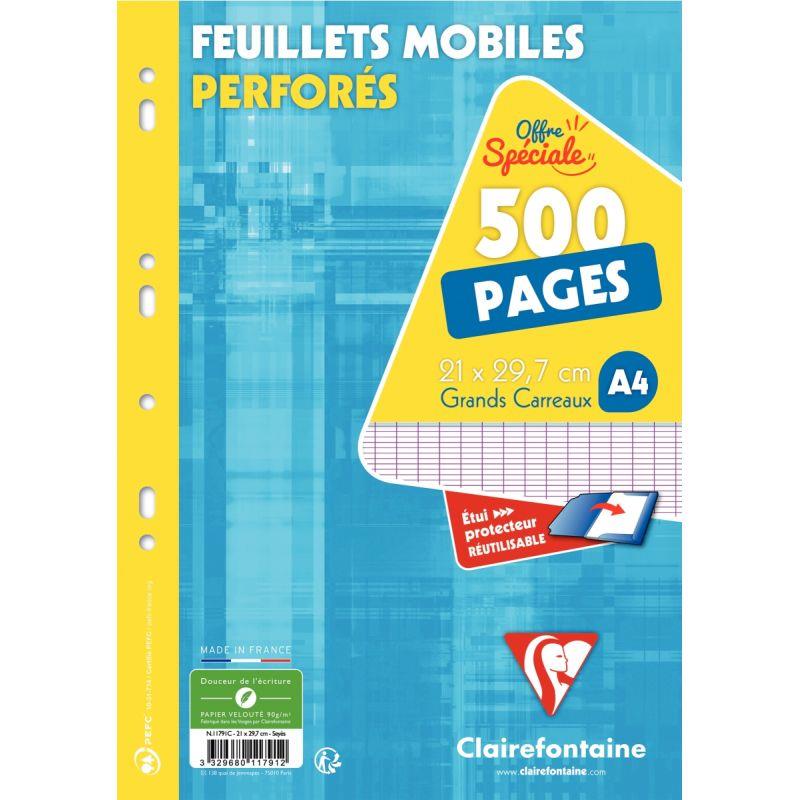 Image de  Etui de 250 feuillets mobiles, format A4, séyès, papier 90g, blanc 