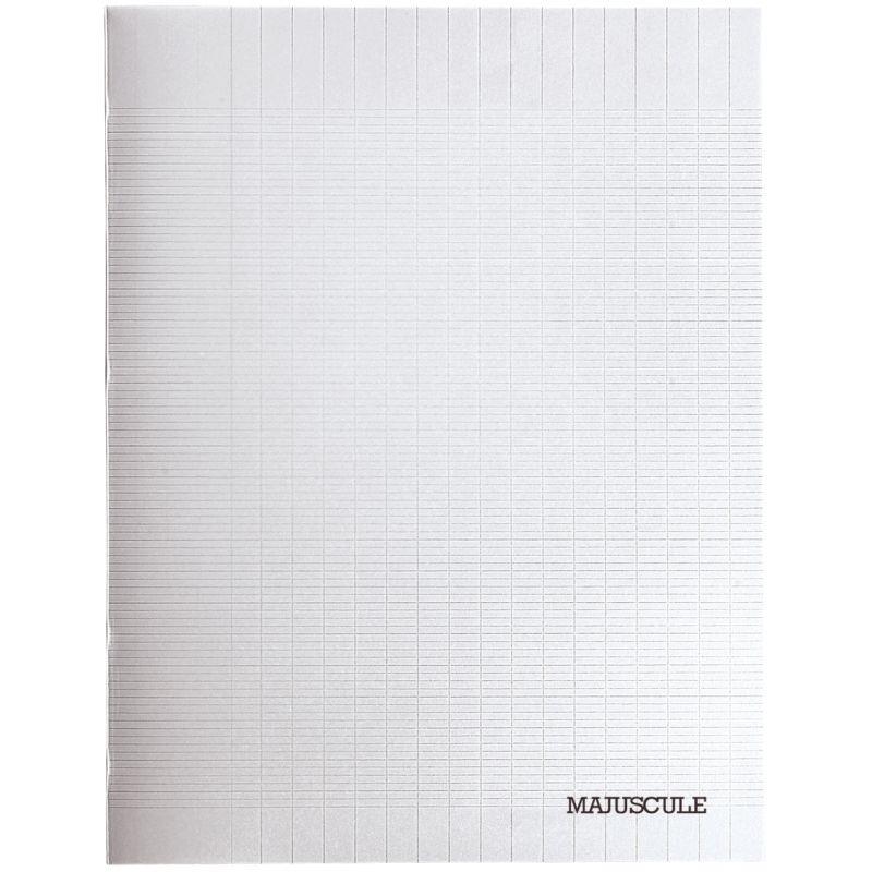 Image de  Piqûre 48 pages MAJUSCULE, format 17x22 cm, seyès 90g, couverture polypropylène incolore 