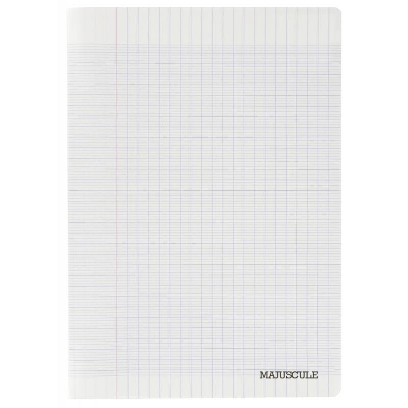 Image de  Piqûre 96 pages MAJUSCULE, format 24x32 cm, seyès 90g, couverture polypropylène incolore 