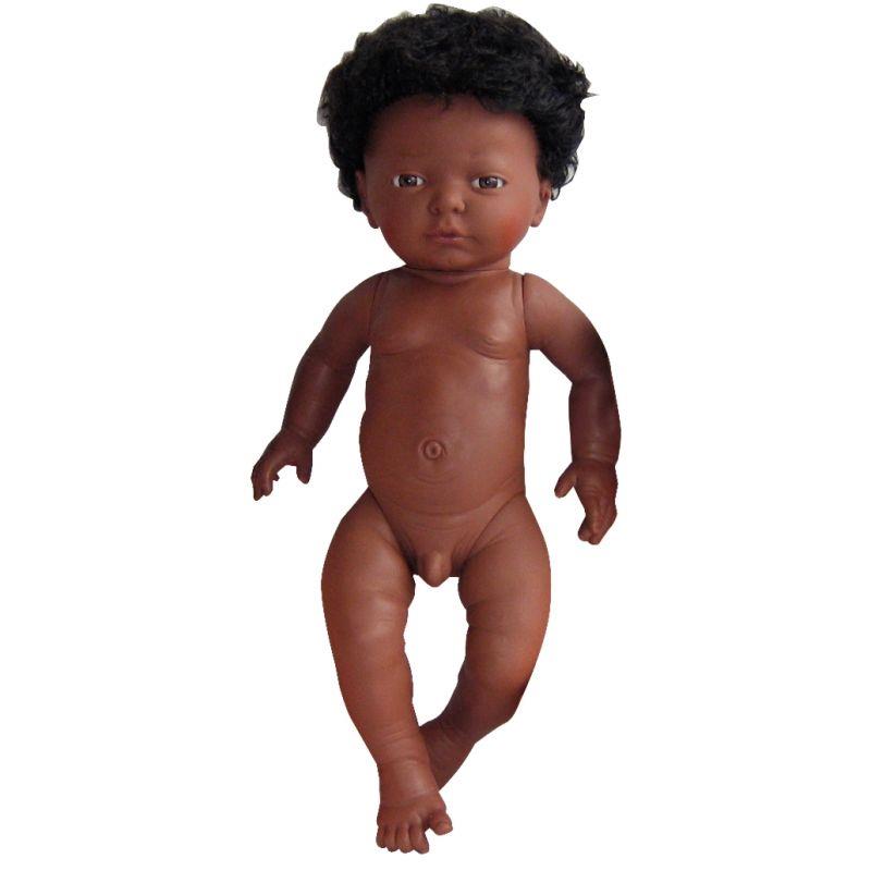 Image de  Poupée garçon africain avec cheveux 42 cm 
