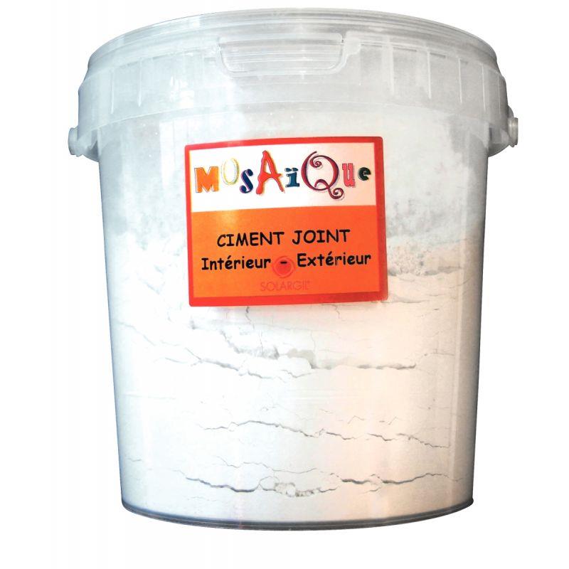 Image de  Pot de 1 kg de poudre ciment pour joint de mosaïques blanc 