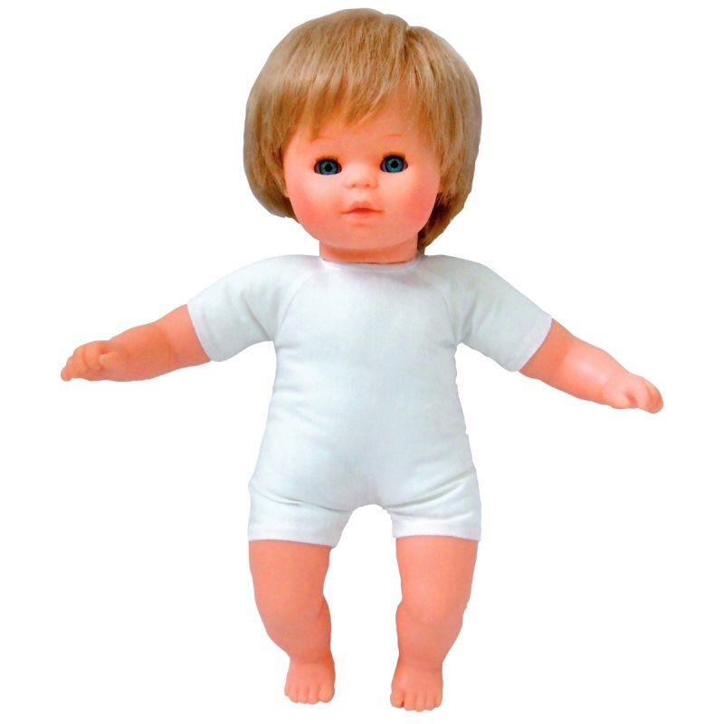 Image de  Poupon garçon européen avec cheveux corps tissu 32 cm 