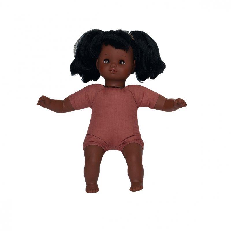 Image de  Poupon fille africaine avec cheveux corps tissu 32 cm 