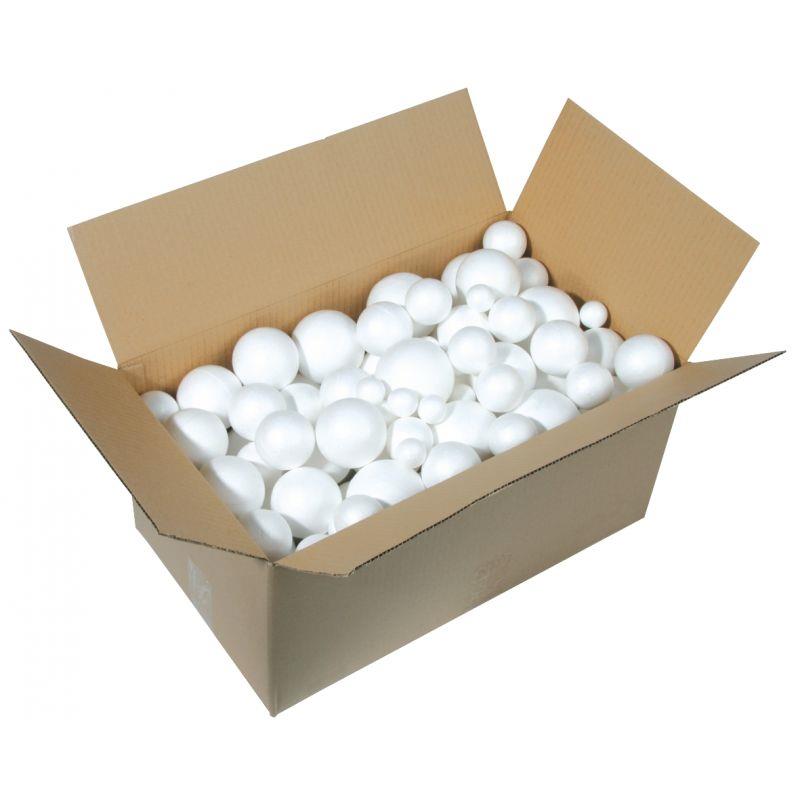 Image de  Carton de 100 boules en styropor diamètres assortis 