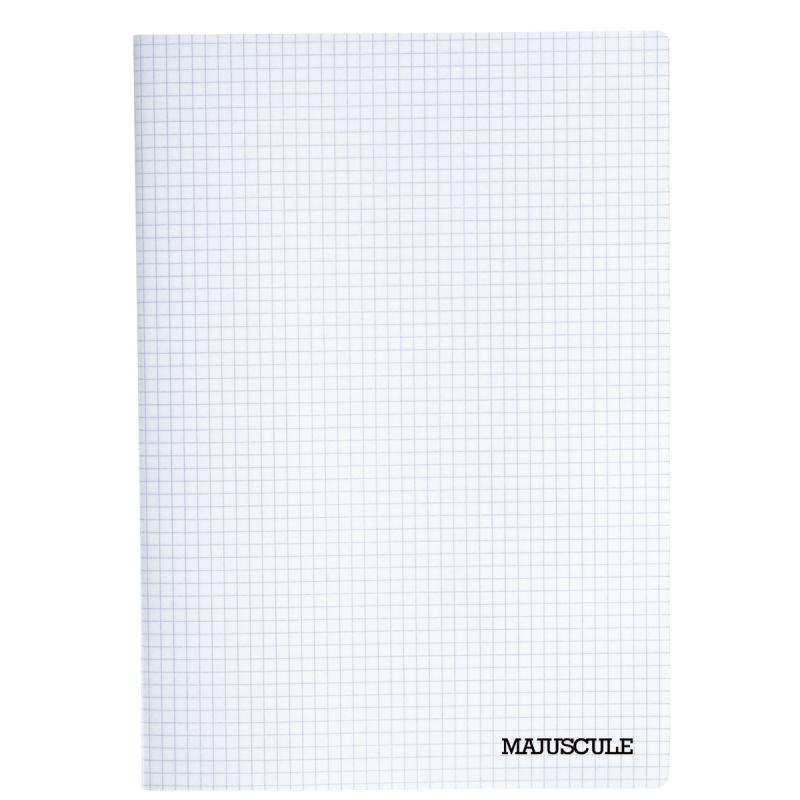 Image de  Piqûre 96 pages MAJUSCULE, format A4, quadrillé 5x5, couverture PP incolore 