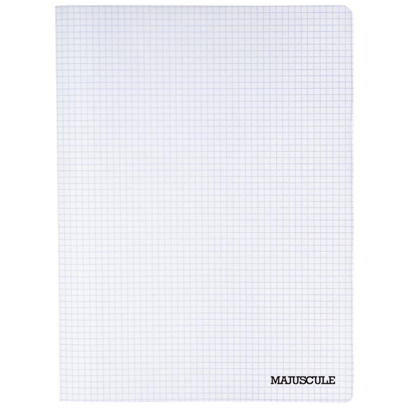 Image de  Piqûre 96 pages MAJUSCULE, format 24x32 cm, quadrillé 5x5, couverture PP incolore 