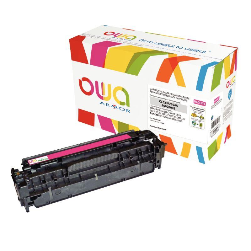 Image de  OWA cartouche laser magenta remanufacturée compatible Canon 718 et HP 304A (CC533A) 