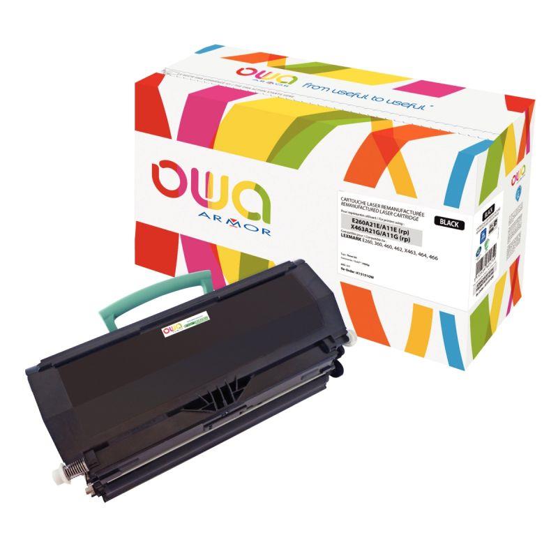 Image de  OWA cartouche laser noire remanufacturée compatible Dell et Lexmark (E26A11E) 