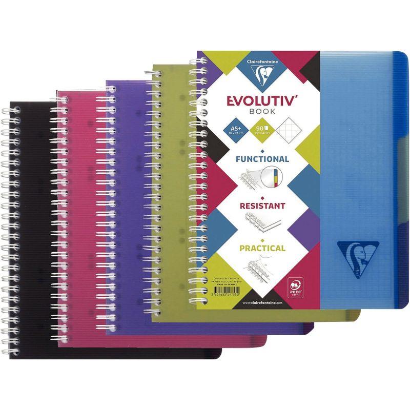 Image de  Cahier à reliure intégrale EVOLUTIV''BOOK 180 pages perforées, format A5+, quadrillé 5x5 
