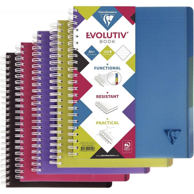 Image de  Cahier à reliure intégrale EVOLUTIV''BOOK 240 pages perforées, format A4+, quadrillé 5x5 