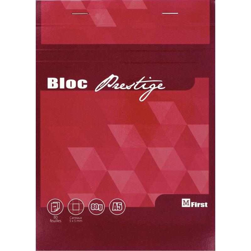 Image de  Bloc prestige de bureau FIRST 80 feuilles, format A5, quadrillé 5x5, papier blanc 80g 