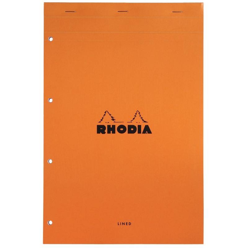 Image de  Bloc de bureau RHODIA 80 feuilles perforées, format A4+, ligné 7 mm, papier blanc 80g 