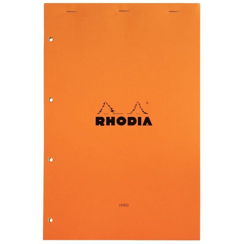 Image de  Bloc de bureau RHODIA 80 feuilles perforées, format A4+, ligné 7 mm, papier jaune 80g 