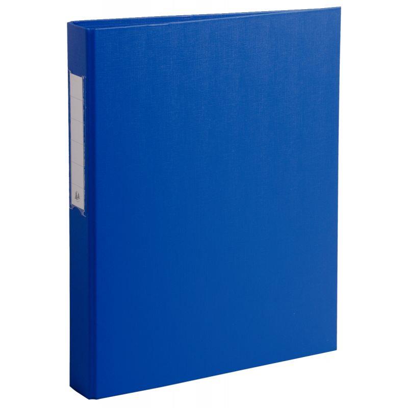 Image de  Classeur rigide rembordé polypropylène, 4 anneaux ronds, format A4, dos 4 cm, bleu 