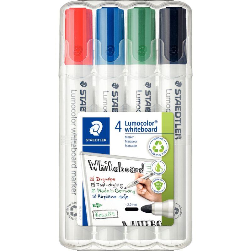 Image de  Blister de 4 marqueurs tableaux blancs Lumocolor ogive assortis 