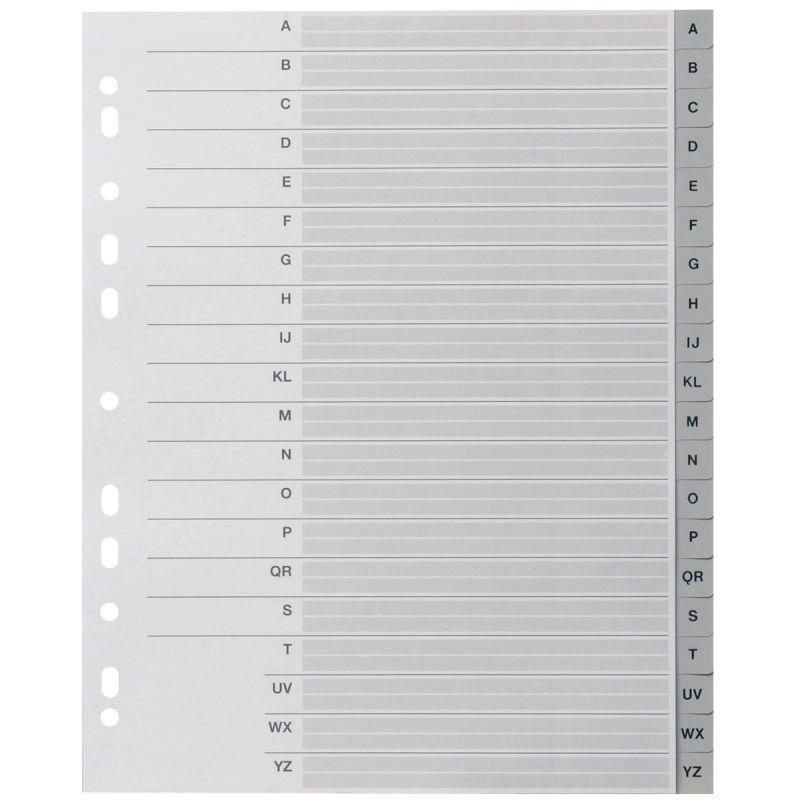 Image de  Jeu de 20 intercalaires alphabétiques en polypropylène gris, format A4+ 