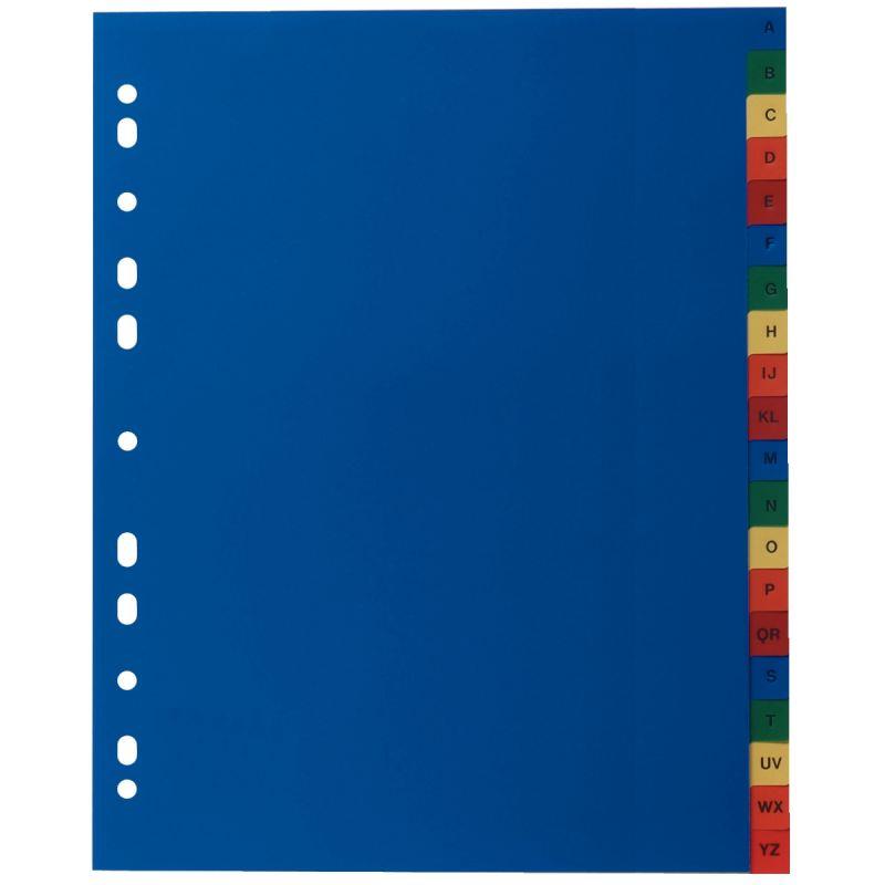 Image de  Jeu de 20 intercalaires alphabétiques en polypropylène coloré, format A4+ 