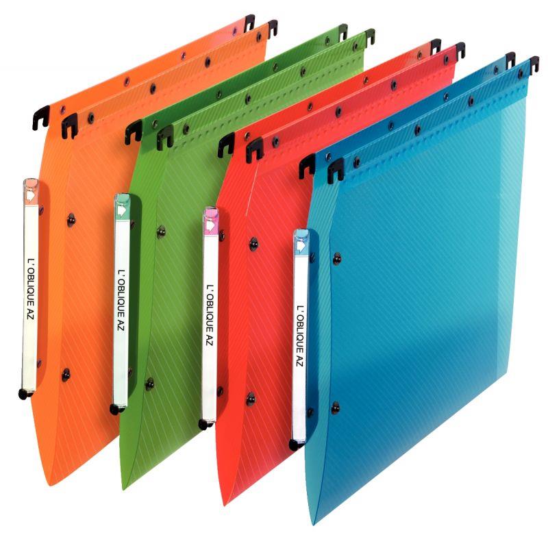 Image de  Paquet de 10 dossiers suspendus en PP translucide pour armoire, dos V, coloris assortis 