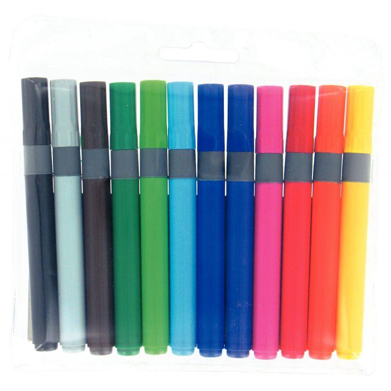 Image de  Pochette de 12 feutres pointe large assortis 