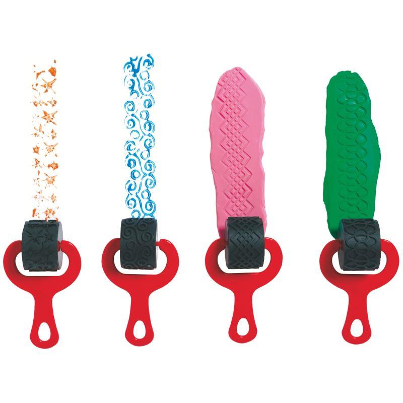 Image de  Lot de 4 rouleaux pour peinture et pâte à modeler, coloris rouge 
